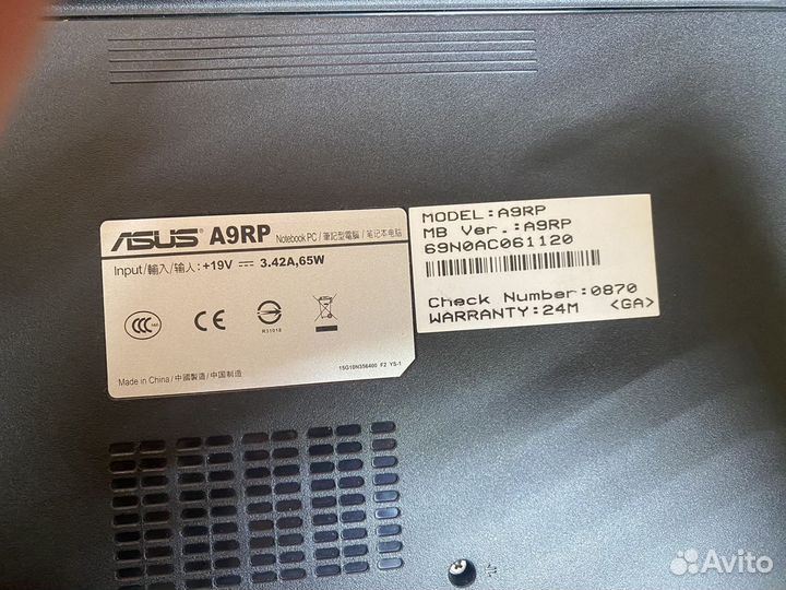 Ноутбук asus a9rp