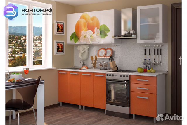 Кухня с фотопечатью Персик 1.8 м