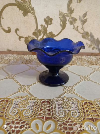 Салатники кобальтовое стекло и креманка