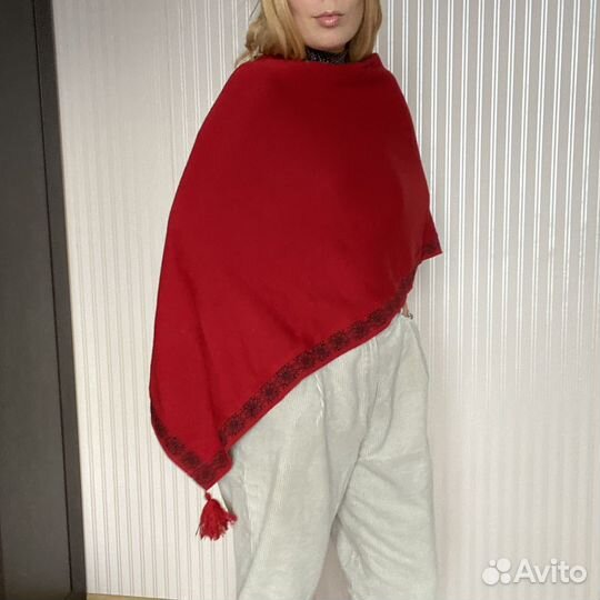 Шарф винтажный мериносовая шерсть с кисточками