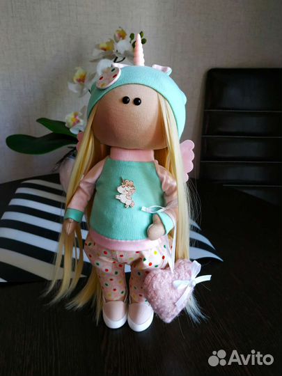Интерьерная текстильная кукла Единорог