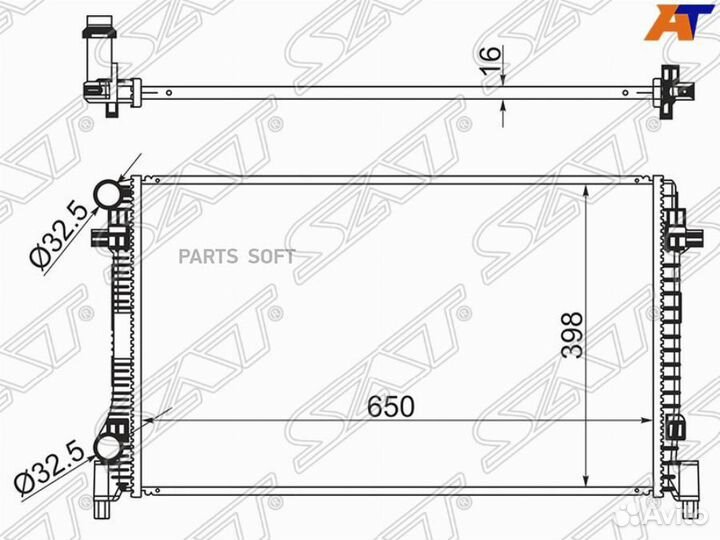 Радиатор Audi A3 12-19 / Skoda Octavia 12-20 / Volkswagen Golf 12-19 / Passat 14-20 / Audi TT 14-19