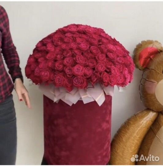 Розы 101 штука в цилиндре