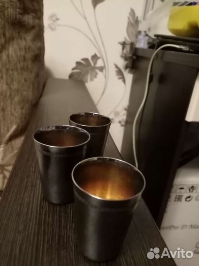 Стопки мельхиор СССР с позолотой