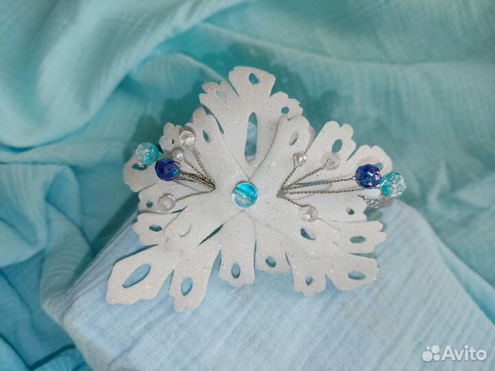 Ободок Снежинка для Снегурочки/Снежинки бусины