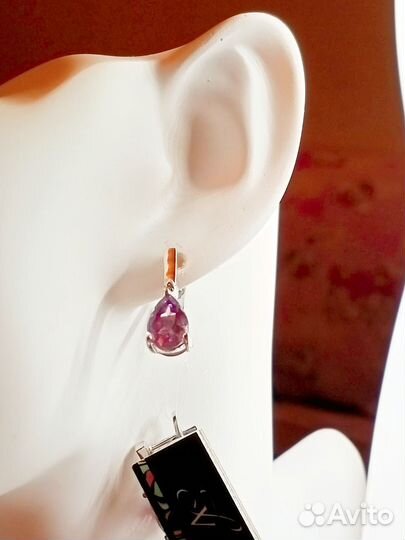 Серьги серебро 925 пробы с натуральным аметистом