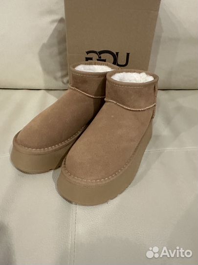 Зимние UGG из замши коричневые