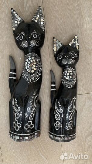 Кошки из дерева. Индия, 38 см, 31 см