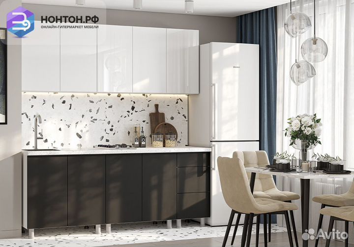 Кухня Модерн New 2.0 м белый / белый глянец бруно