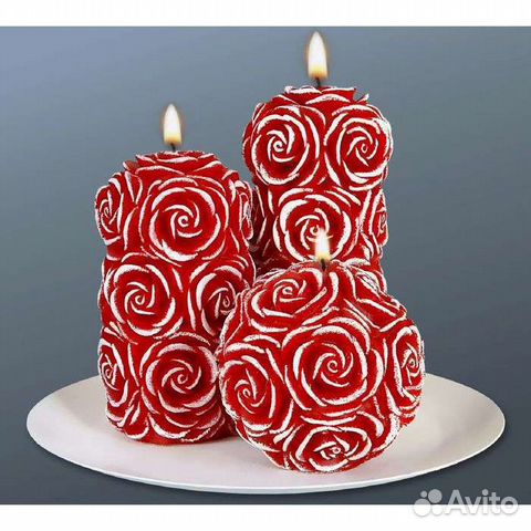 Свечи декоративные интерьерные Бордовые розы