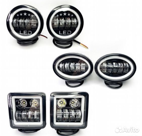 Противотуманные фары универсальные 80w с дхо