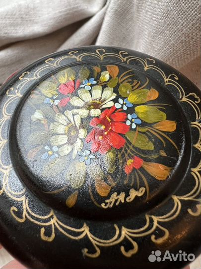 Шкатулка металлическая СССР / ручная роспись