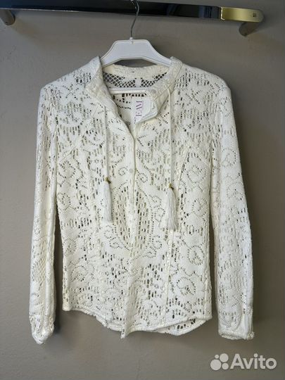 Блуза белая с бахромой на спине s-m
