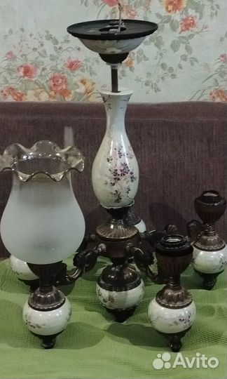 Винтажная люстра ссср.Фарфор