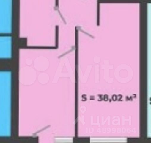 1-к. квартира, 38 м², 7/12 эт.