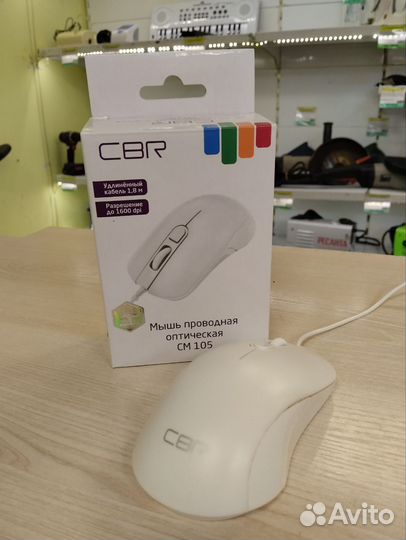 Мышь проводная CBR CM-105 белый