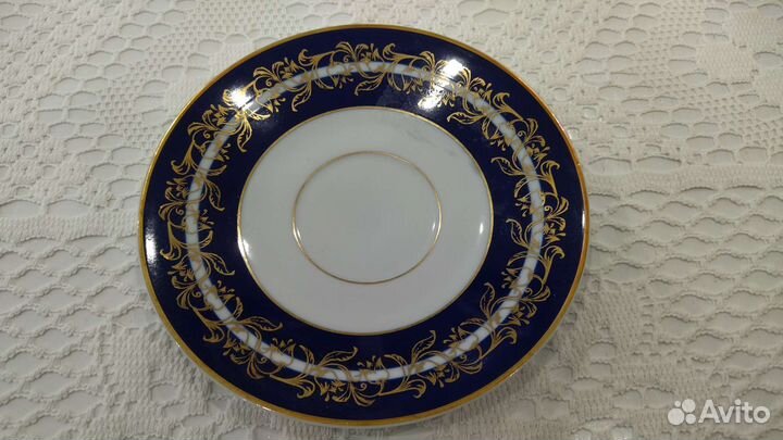 Чайная тройка Германия кобальт с позолой