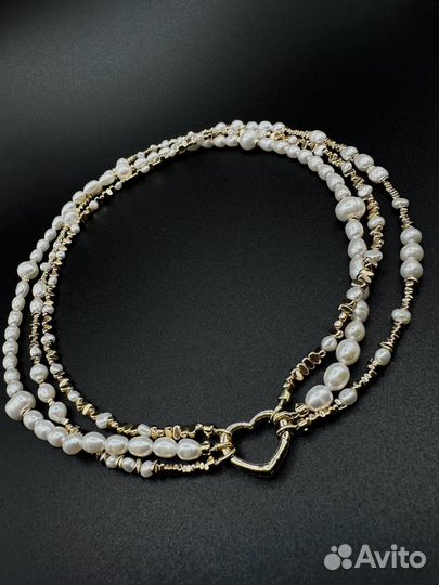 Чокер колье из натурального жемчуга