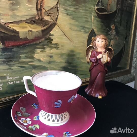 Чайная пара на греческой ножке Кузнецов фарфор