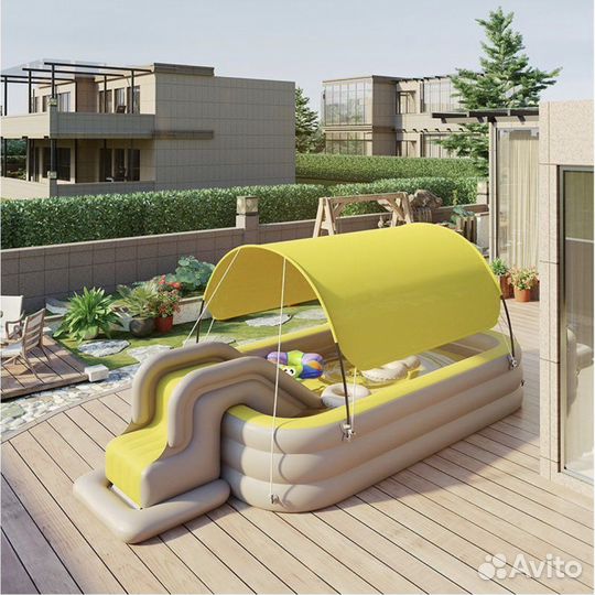 Детский надувной бассейн с горкой