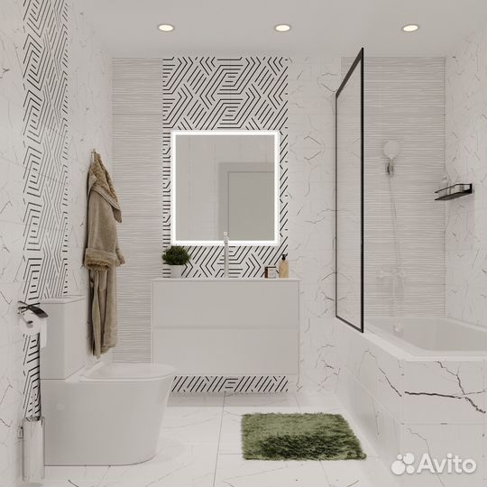 Плитка облицовочная Lavelly Skandi Marble Mosaic белая рельеф 400х200х8 мм (15 шт.1,2 кв.м)