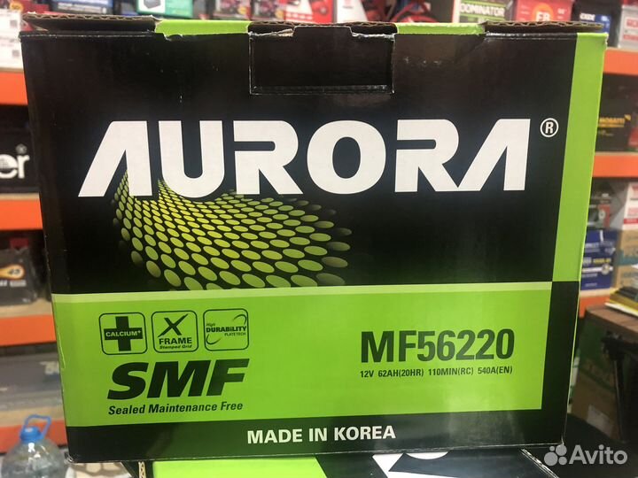 Аккумулятор Aurora 62Ач прямая полярность MF56220