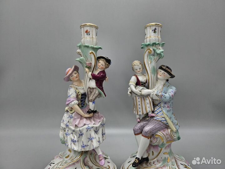 Meissen 19 век Фарфоровые подсвечники (Мейсен)