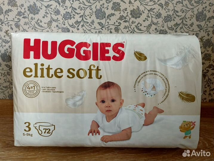 Подгузники Huggies Elite Soft 3 5-9кг 72шт