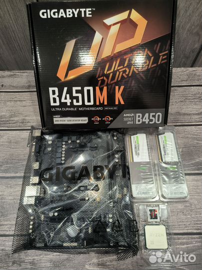 Комплект ryzen 5 5600,b450m k,ddr4 16+16