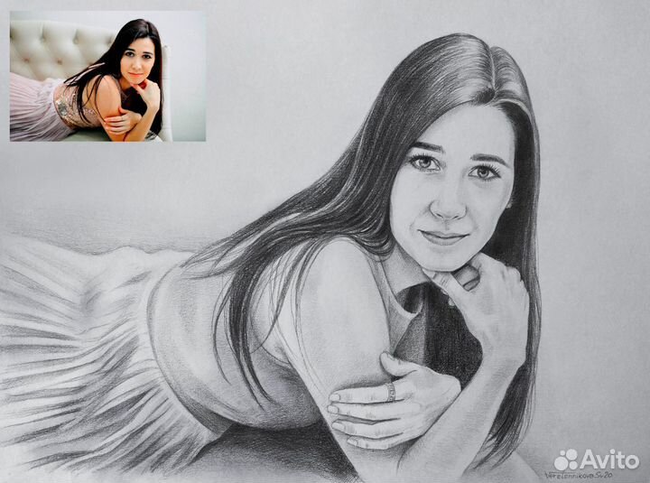 Портрет по фото (карандаш, акварель)