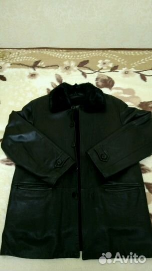 Кожаная куртка мужская б/у с меховой подстёжкой(му