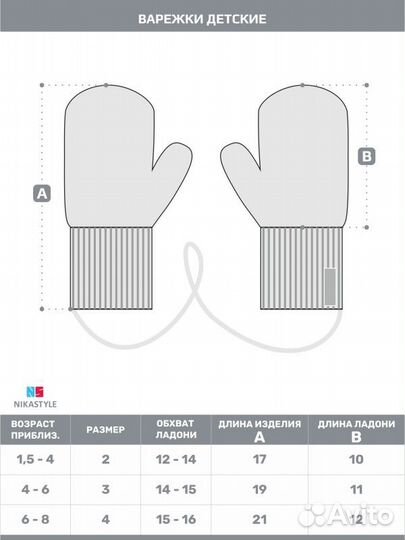 Варежки двойные nikastyle 14з17024 Черный (3)