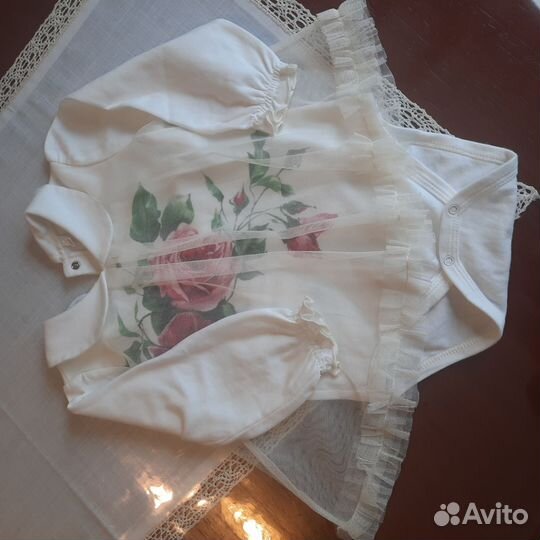 Праздничное крестильное платье боди на 80