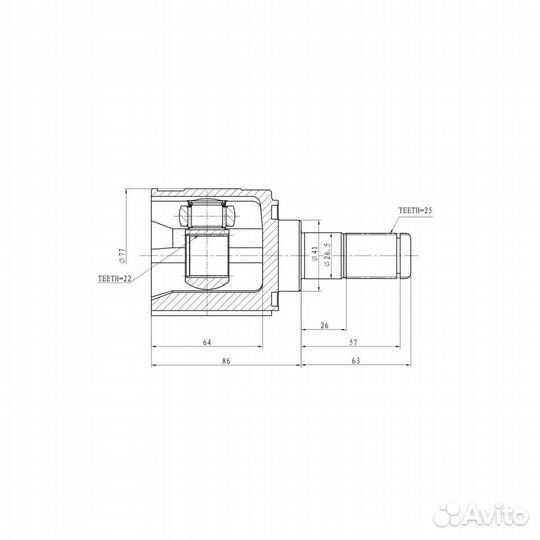 ШРУС внутренний левый/правый ganz GIK04008