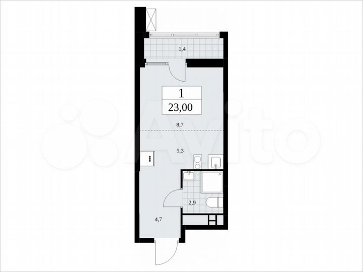 Квартира-студия, 23 м², 14/18 эт.
