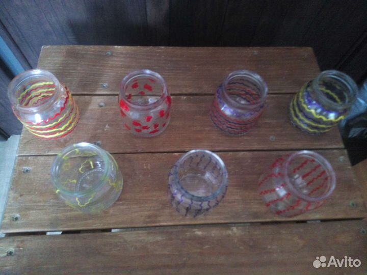 Разрисованная баночка для свечей, кистей и т. д