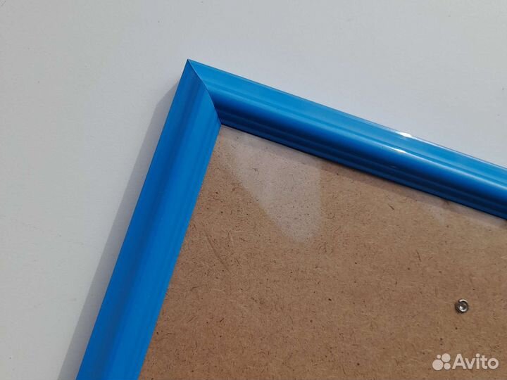 Рамка для фото голубая 30*21 с замерами