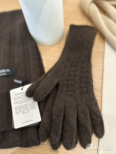 Комплект шапка шарф перчатки из пуха яка