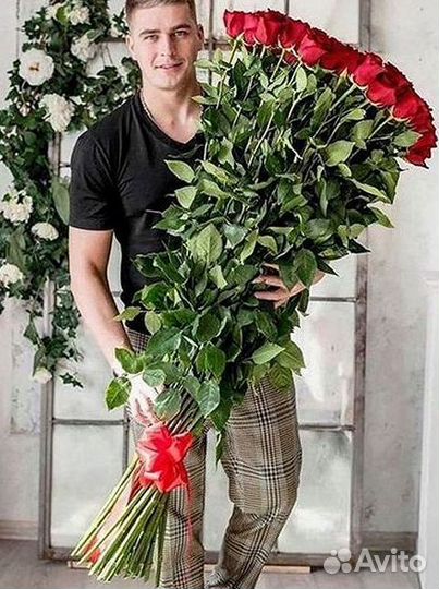 Длинные высокие розы 110 150 160 180 200 см