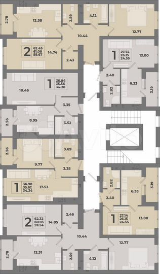 2-к. квартира, 62,3 м², 4/10 эт.