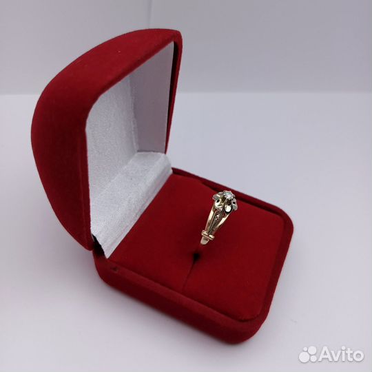 К28. Кольцо с бриллиантом, золото 585 (id 67999)