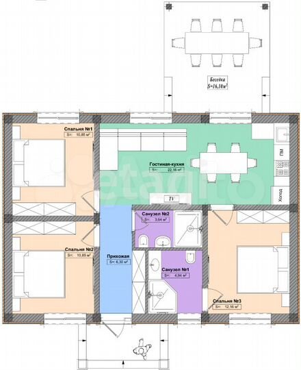 Дом 71 м² на участке 6 сот.