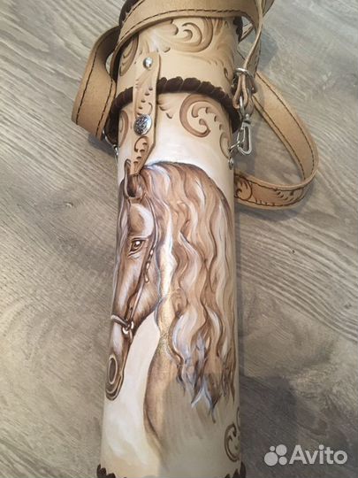 Термос походный. Оплетка из натуральной кожи