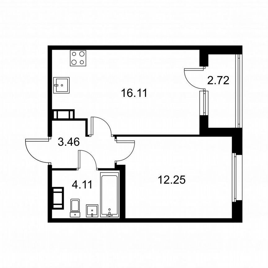 1-к. квартира, 37,3 м², 8/9 эт.