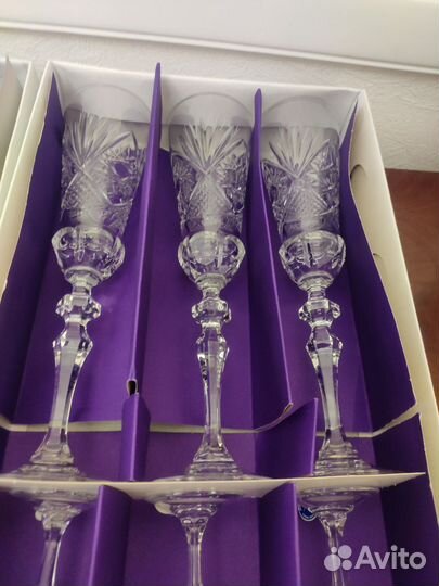 Хрустальные фужеры, бокалы набором 12шт, новое