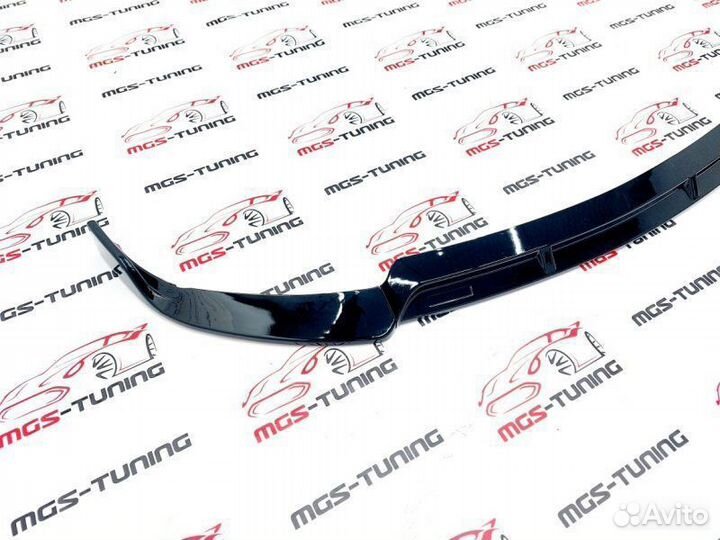 Губа переднего бампера W205 рест черный глянец