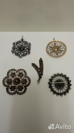 Брошки и подвески серебро СССР одним лотом