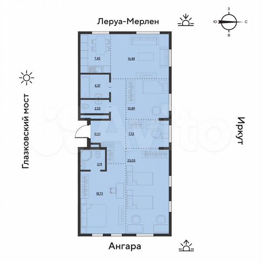2-к. квартира, 105,9 м², 2/19 эт.
