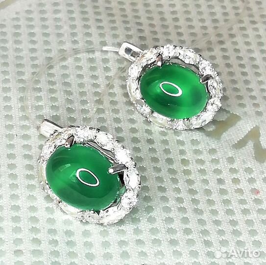 Серьги серебро агат С166