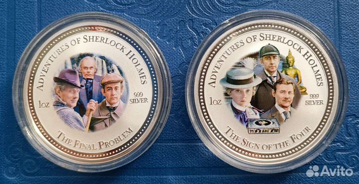 Шерлок Холмс 2 доллара 2007 Острова Кука Серебро